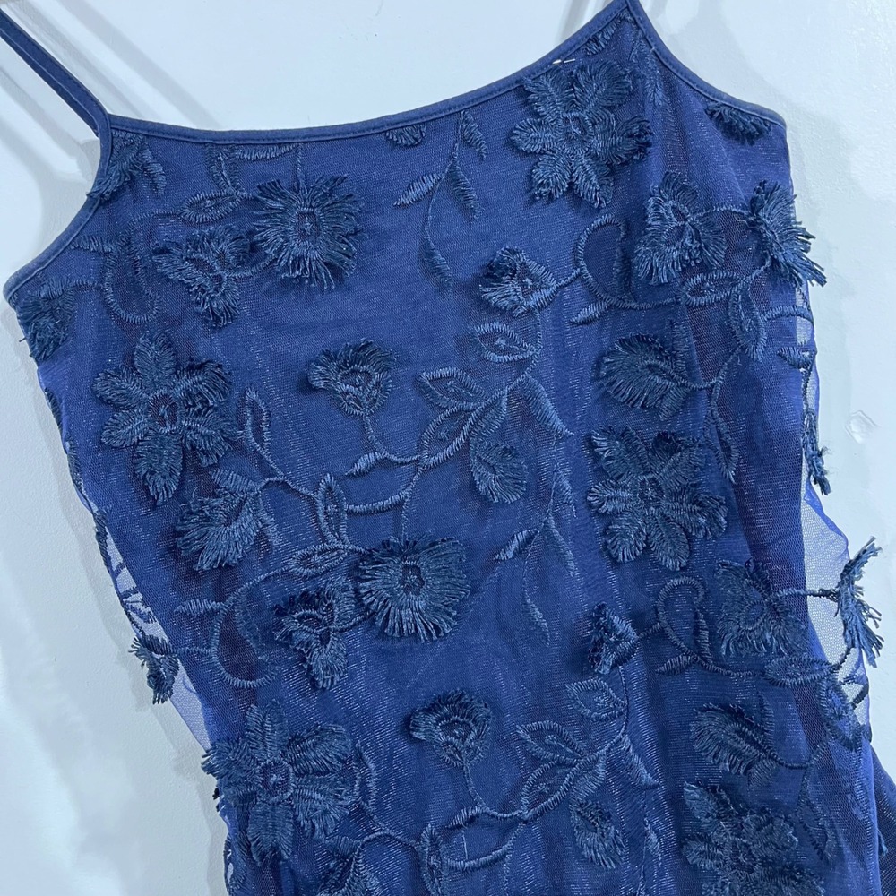 Ann Taylor 90s Fairy Grunge Boho Floral Embroidered Mesh Y2K Cami Tank Top Small